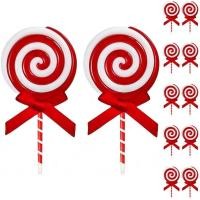 ราคา 12 ชิ้นคริสต์มาส Candy Cane ขนมพลาสติกตกแต่ง Peppermint แขวนเครื่องประดับสําหรับ Xmas Tree Candy Lollipop Craft Decor สําหรับ Xmas Home Party Supplies (สีแดง) (50102616897)