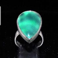 ราคา แหวนเงินแท้ 925 Stunning Gemstone Ring with a pear shaped green Agate Sterling Silver 925 size 9 (2285578277)