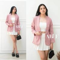 ราคา ABLECOUTURE - Hara Womens Blazer Straight Collar Basic Outer Long Sleeve Work College Official Casual (28614280399)