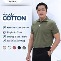 ราคา [ใหม่] PAPAGO เสื้อโปโลผู้ชายวัยกลางคนหลวมเพชรผ้าฝ้ายปักเสาโลโก้ - P25PLCT004 (40109088461)