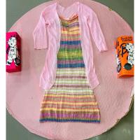 ราคา เดรสไหมพรมสีรุ้ง+เสื้อคลุมตัวยาวสีชมพู ฟรีไซด์ SML (24603533643)