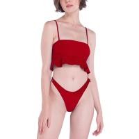 ราคา Angelys Balek ชุดว่ายน้ำ Peplum Bikini & Brazilian Brief Swimsuit รุ่น SS22SW00104404 สีแดง (18515162829)