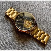 ราคา นาฬิกาข้อมือสีทองระบบออโต้ไขลาน หน้าพระจันทร์ Automatic Sun Moon Skeleton สายสแตนเลส (28316766395)