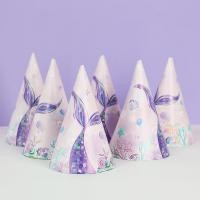 ราคา 6 ชิ้น / เซต หางนางเงือก หมวกวันเกิด หมวกกระดาษ สําหรับเด็กสาว ธีมนางเงือก อุปกรณ์ตกแต่งงานเลี้ยงวันเกิด (24655471015)