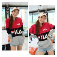 ราคา เสื้อแขนยาว มีฮูู้ด ต่อสี สกรีนลาย FILA (4841987457)