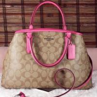 ราคา กระเป๋า COACH แท้ ทรงถัง 13 นิ้ว ขอบสีชมพู (772634945)