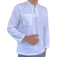 ราคา เสื้อล้านนาคอจีน เสื้อผ้าไทย ผลิตจากผ้าฝ้ายแท้ นุ่ม โปร่ง สบาย (28035708896)