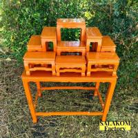 ราคา SLK โต๊ะหมู่บูชาไม้สัก หมู่ 9 หน้า 6 100*53*สูง130 ซม.(ฐานสูง 80 ซม.) (ความสูงฐาน 28 ซม.) สีย้อม ✅ทั้งชุด10ชิ้น✅ (29650423863)