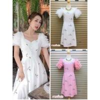 ราคา เดรสสีชมพูพิมพ์ลายรังผึ้ง งานป้าย napa (5123402630)