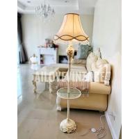 ราคา โคมไฟตั้งพื้นสไตล์ยุโรป โคมไฟตั้งพื้นวินเทจ โครงเหล็ก โคมกระดาษเกรดพรีเมียม พร้อมถาดแก้ววางเครื่องดื่ม (15770301496)