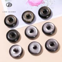 ราคา ☽☾ จี้หินออบซิเดียนดำธรรมชาติ 24mm พร้อม เงิน สำหรับพวงกุญแจและสร้อยคอDIY (57302005809)