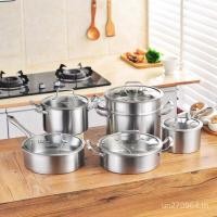 ราคา ชุดของขวัญหม้อนมหม้อหม้อซุปด้านล่างคู่สแตนเลสชุดหม้อชุดหกชิ้นชุดกระทะ6ชิ้น XNKE (50453055273)