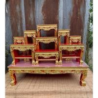 ราคา โต๊ะหมู่บูชาหมู่ 9 หน้า 8 งานร่องสีแกะสลักปิดทองลายดอก งานไม้สน หมู่9หน้า8(เฉพาะโต๊ะหมู่บูชาไม่รวมโต๊ะกราบ) (29708110341)