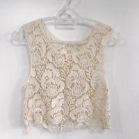 ราคา **มือสอง** เสื้อคร็อปแขนกุดลายลูกไม้สีครีม ใส่สบาย สภาพ 99% ขอขายต่อถูกๆที่ ‼️‼️ (1500022287)
