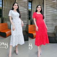 ราคา เดรสลูกไม้ฉลุ งานบวช งานแต่ง ใส่ได้หมด. สวยๆ (6124121878)