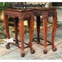 ราคา 1 คู่ โต๊ะหมู่ โต๊ะไม้สักขาสิงห์แกะลาย 3 ด้าน Antique Carved teak wood ไม้สักเก่าหนาๆ แข็งแรง ไม่โยก/ขอบมีตำหนิ 1 ตัว (26631696601)