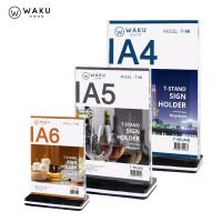 ราคา ป้ายอะคริลิค ป้ายตั้งโต๊ะ A4 A5 A6 แนวตั้ง รูปตัวที T ฐานสีดำ รุ่น T54/T55/T56 (2425558016)