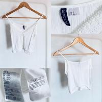 ราคา R12. งานป้าย H&M DIVIDED เสื้อครอป สีขาว เอวจั๊ม สายปรับได้ ใส่เที่ยว ทะเล คาเฟ่ (43402108125)