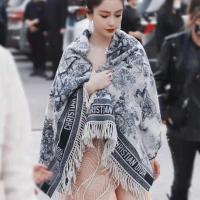 ราคา ผ้าพันคอภาพวาดหมึกผ้าคลุมไหล่สไตล์เดียวกันของ Dior Zhao Liying สําหรับผู้หญิงเวอร์ชั่นเกาหลีอเนกประ (25386704296)