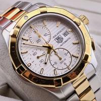 ราคา Tag Heuer Aquaracer Silver & 18K Yellow Gold Chronograph Men's Watch CAP2120.BB0834 (41077306368)