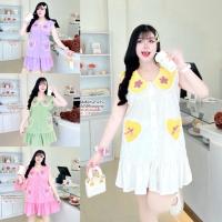 ราคา สาวอวบ พลัสไซส์ คาเฟ่ เซ็ตเดรสปกลูกไม้ระบาย อก 38-50 นิ้ว เอว 34-42 นิ้ว สพ 40-52 นิ้ว (43067881467)