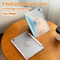ราคา เคสแท็บเล็ตใสแบบพับ Y บางเฉียบ For iPad Gen11/10/7/8/9 Air 4/5 11/13 Pro11 12.8 พร้อมขาตั้งหลายมุม ป้องกันสีเหลือง (42419576786)
