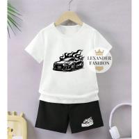ราคา Lexander Fashion Kids Black Pants Set for Girls and Boys Trending Viral Racing Car Image (45650298099)