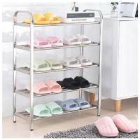 ราคา (GS) STURDY DURABLE STAINLESS SHOE RACK SIZE 5 STORIES (29480981434)