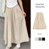ราคา Casual Style Textured Skirt Women Thin Summer A-line Skirt High Waist Midi Skirt (43511109186)