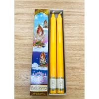 ราคา เทียนพรรษา เทียนคู่ ขนาด 3.5*45 ซม. สีเหลือง เทียนเรียบ (ราคาต่อคู่) (29937942751)