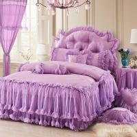 ราคา รุ่นพิเศษดอกไม้-รูปซาติน ผ้าแจ็คการ์ด ผ้าฝ้ายลูกไม้เจ้าหญิงสี่ชิ้นชุดเกาหลีรุ่นกระโปรงเตียงผ้าคลุมเตียงงานแต่งงานเครื่องนอน (57501820395)