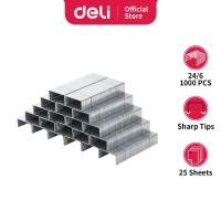 ราคา Deli Staples E0012N ลวดเย็บกระดาษขนาดเล็กเหมาะสําหรับประเภทเย็บกระดาษ 24/6 Sharp Tips Staples 25 แผ่น [1000 ชิ้น/กล่อง] (24905398065)