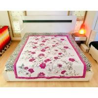 ราคา ผ้าปูรองนอน/รองกันเปื้อน/รองโซฟา ขนาด 4.5-5ฟุต สีขาวลายดอกสีม่วง ยี่ห้อ Myung Ga (สภาพใหม่) มือสองสภาพดี เกาหลีแท้ (24876678115)