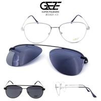 ราคา กรอบแว่นสายตา GEZE Clip-On รุ่น RY1025 - C3 เต็มกรอบสีเงิน คลิปออนแม่เหล็ก เลนส์กันแดด Polarized (1527860957)