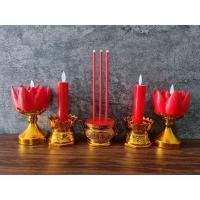 ราคา ชุดธูปเทียนสีแดง ดอกบัวฐานบัว เปลวสะบัด (19447633264)