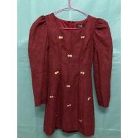 ราคา มินิเดรสแขนยาวลายปักสีแดงเลือดหมู (4263161992)