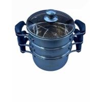 ราคา หม้อนึ่ง ซึ้งนึ่ง 3 ชั้น (ฝาบนเป็นแก้วหูจับสแตนเลส หม้อ2 ใบหูหพลาสติกสีดำ) (56053408484)