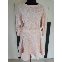 ราคา เดรสสีชมพูอ่อน สลับลายขาว ลายดอก สวยๆ ผ้ายืด แขนยาว (11149764080)