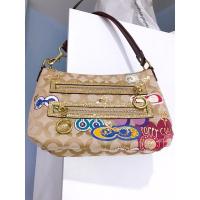 ราคา COACH Poppy Graffiti Women Hand Bag กระเป๋าถือ COACH ผ้าแคนวาสสีเบจทอง Print ลาย Poppy Graffity Signature (11428132446)