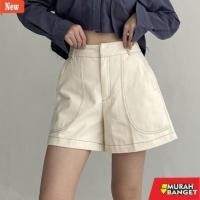 ราคา กางเกงยีนส์ขาสั้นผู้หญิง - Peach Poppy KARINA Contrast Stitch Short Premium Pants - Alike Look Denim Shorts (41474710598)