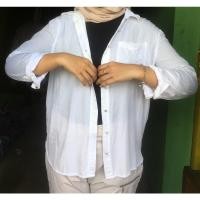 ราคา Putih KEMEJA เสื้อเชิ้ตสีขาวโอเวอร์ไซส์ (21123722445)