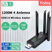 ราคา ไดรเวอร์ฟรี 1200Mbps USB Wifi อะแดปเตอร์ 4 เสาอากาศ USB การ์ดเครือข่ายไร้สายระยะไกล Dual Band 5GHz USB 3.0 สําหรับเดสก์ท (27813610630)
