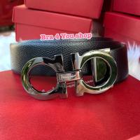 ราคา Ferragamo Belt เข็มขัดผู้ชาย หัวสีเงินเงารมดำ ของแท้ 100% (17005002657)