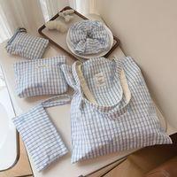 ราคา กระเป๋า messenger ผ้าฝ้ายลายสก๊อตสีฟ้าพร้อมโบว์ไหล่เดียว เหมาะสำหรับนักเรียนและสไตล์วรรณกรรมญี่ปุ่น (55552046419)