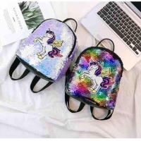 ราคา EV T034 กระเป๋าเป้ลูกปัดยูนิคอร์น กระเป๋านักเรียนเด็ก กระเป๋าแฟชั่น (41264674574)