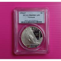 ราคา เหรียญเกรด PCGS PR69DCAM -Vietnam Veterans Memorial Silver Proof Dollar 1994-P #เงินขัดเงา .900 Silver (27086383678)