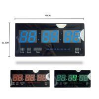 ราคา นาฬิกา LED ติดฝาผนัง แบบบาง ตัวเลข 3 นิ้ว ขนาด 18 นิ้ว นาฬิกาดิจิตอล LED Digital Clock รุ่น JH-4622 (13232464970)