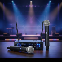ราคา ระบบไมโครโฟนไร้สาย UHF ความถี่คงที่ สองช่อง สําหรับงานคาราโอเกะระดับมืออาชีพ (57603186025)