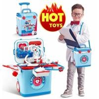 ราคา กระเป๋าหมอเด็ก มีล้อลาก มีเสียงเพลง ไฟกระพริบ สะพายได้ ของเล่นคุณหมอ ชุดกระเป๋าคุณหมอ (5285917983)