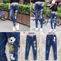 ราคา Jeans Mickey...กางเกงยีนส์เอวยางยืด พิมพ์ลายมิกกี้เมาส์น่ารัก (1662773981)
